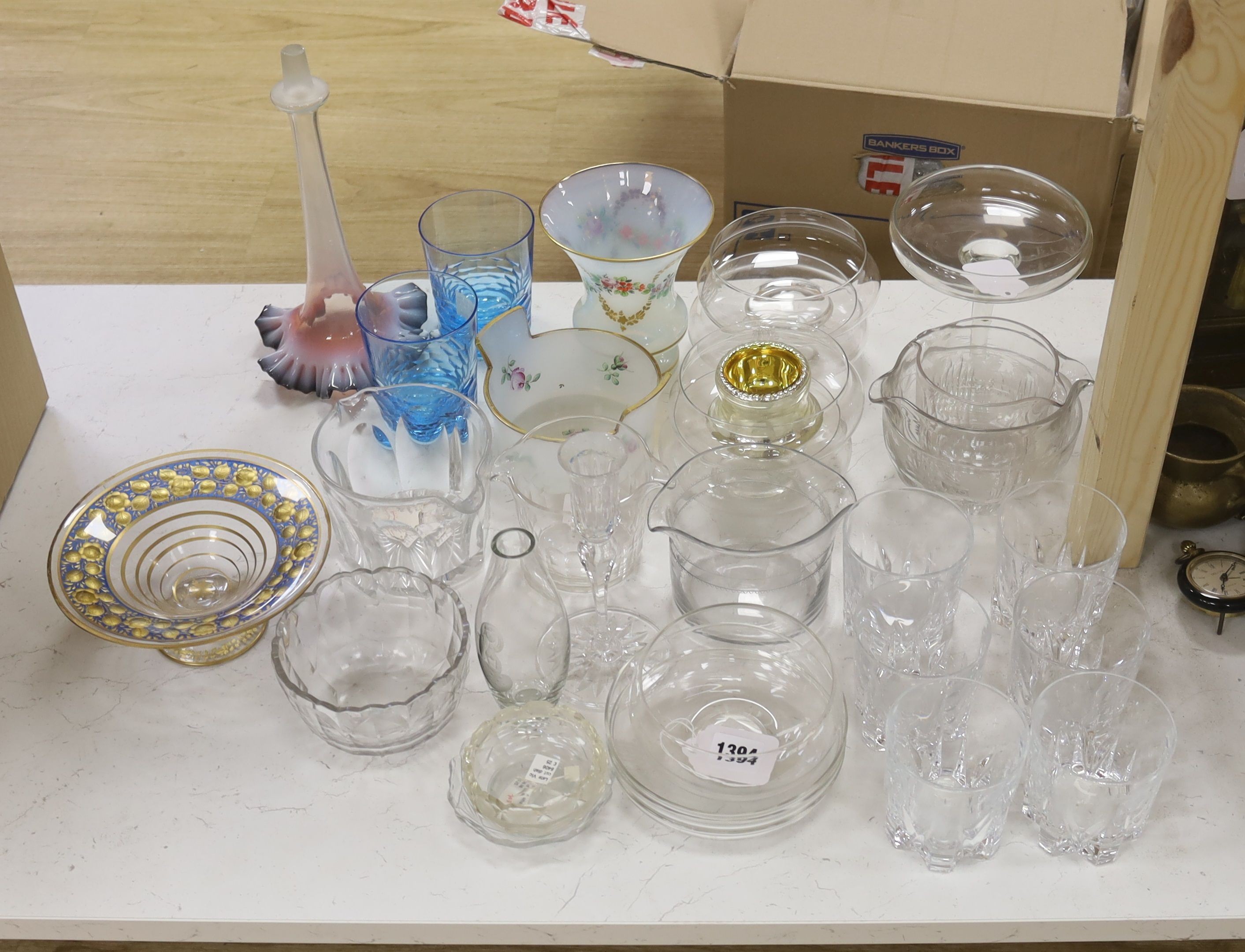 A collection of 19th century glass rinsers, tumblers, vases, etc.